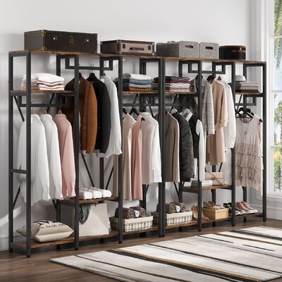 Freestanding Open Metal Closet cheapest Wardrobe, Gray Tones,Closet Organizers Grey,Steel